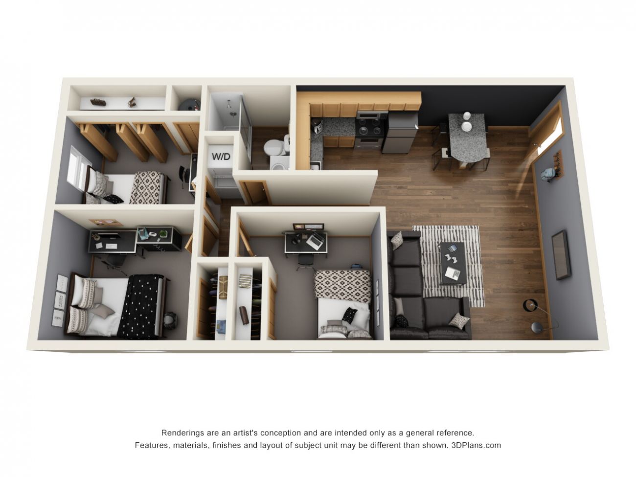 3D Floor Plan (Floor Plan B)