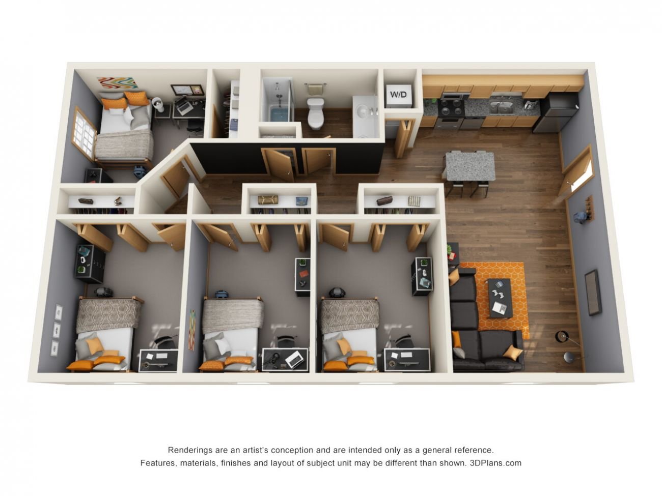 3D Floor Plan - End Style