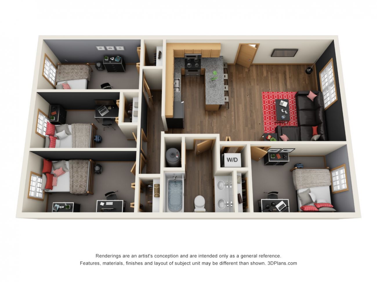 3D Floor Plan - Middle Style