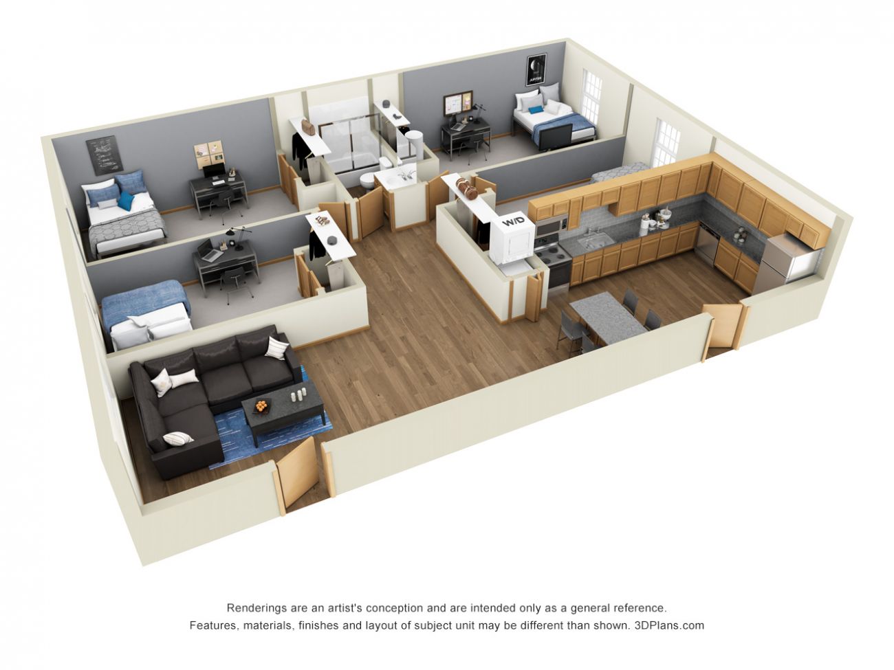 3D Floor Plan Angled