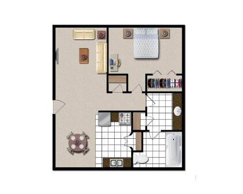 305 Riley Dr - 1 Bedroom - Floorplan - 1