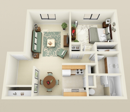 305 Riley Dr - 1 Bedroom - Floorplan - 2