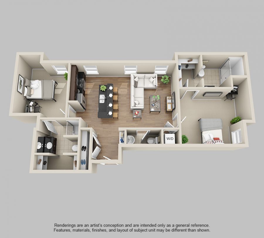 2 Bedroom 2.5 Bath Corner Suite