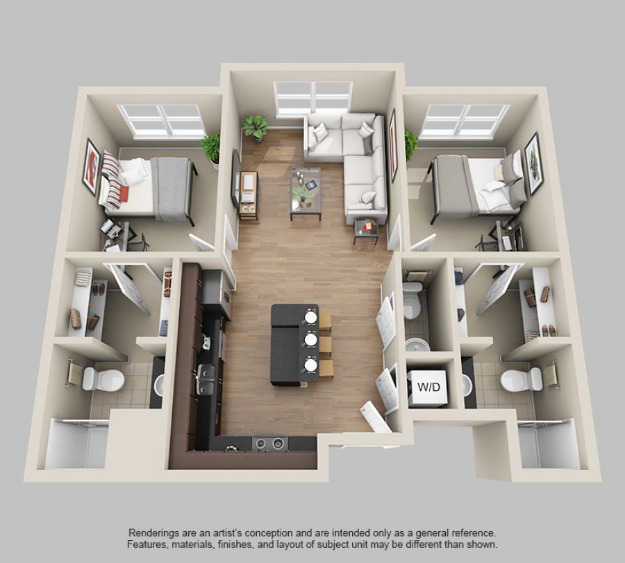 2 Bedroom 2.5 Bath Flat