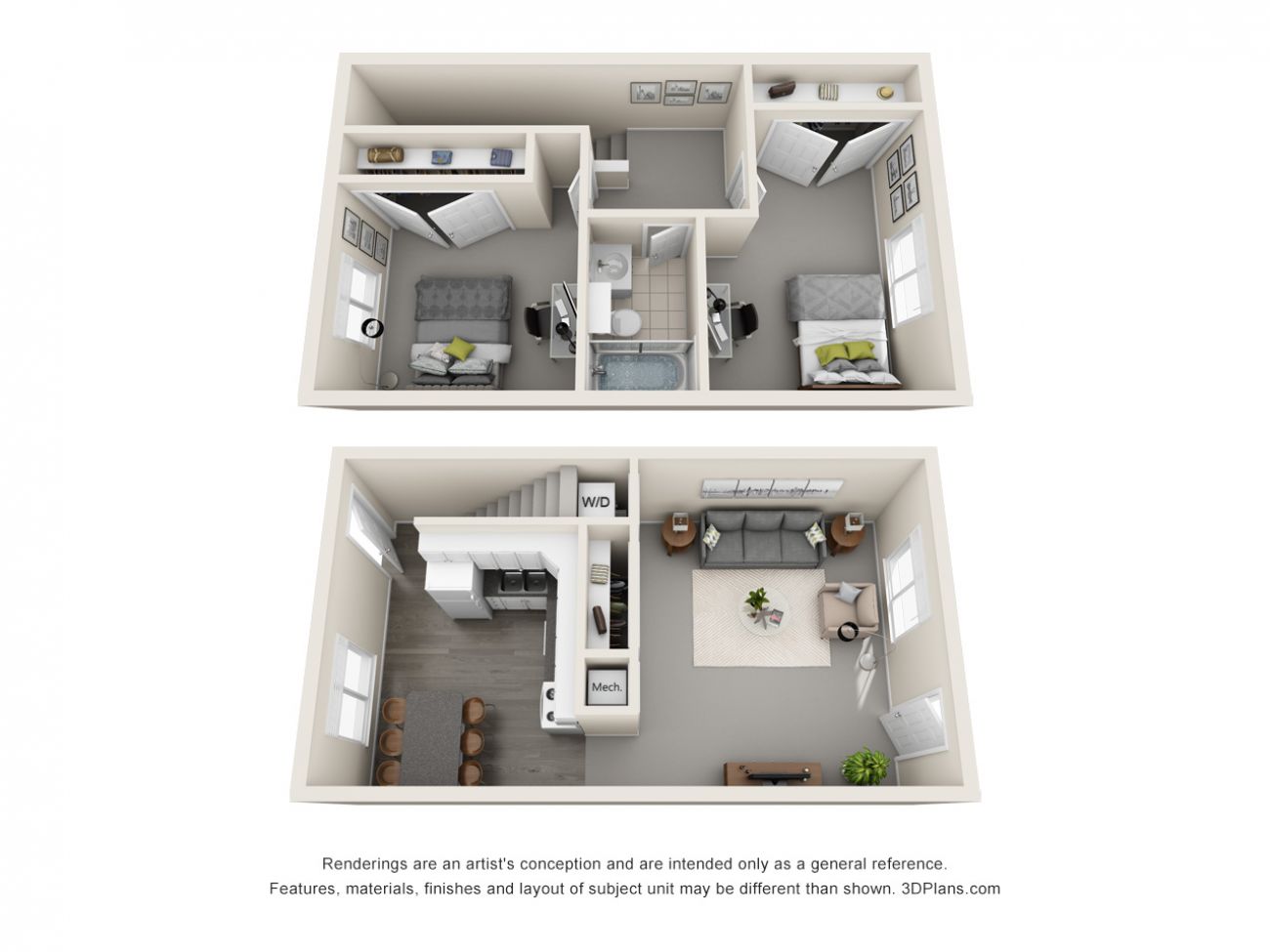799 S University St - 2 Bedroom - Floorplan - 1