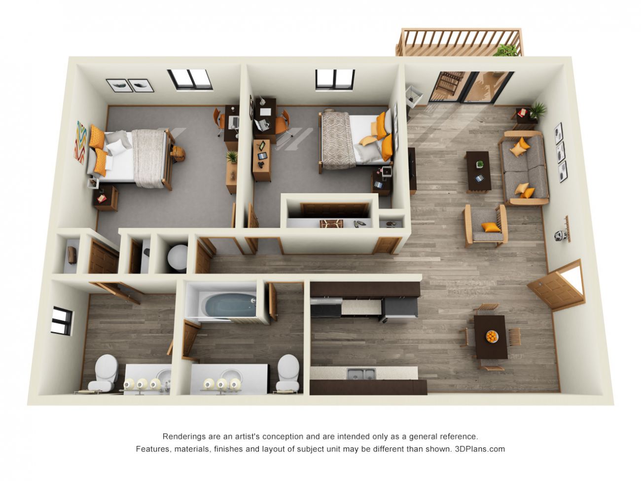 2 Bedroom 1.5 Bath